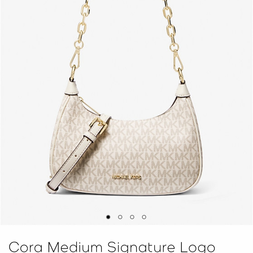 Michael Kors Cora Medium Signature Logo Bag - Cream